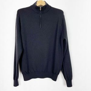 Braga‎ Collection Men’s Black Merino Mock-Neck Quarter Zip Sweater XL